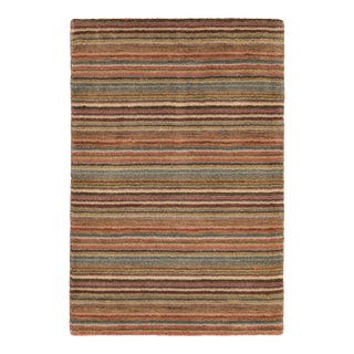 Dash & Albert by Annie Selke Brindle Stripe Spice Loom Knotted Wool Rug, 5' x 8' For Sale