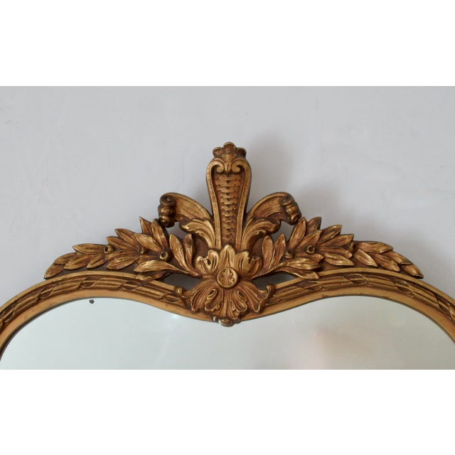 Goldenrod C. 1960's Hollywood Regency Era, French Rococo-Style Gold Gilded Fleur De Lis Wall Mirror For Sale - Image 8 of 15