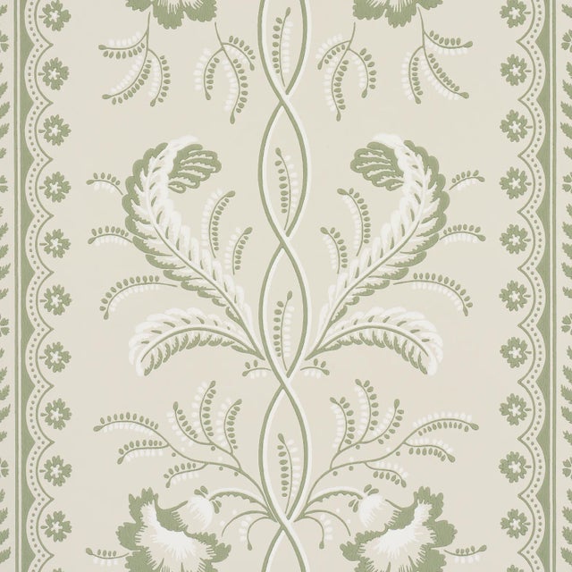 SAMPLE - Schumacher Bell Flowers Wallpaper In Green For Sale