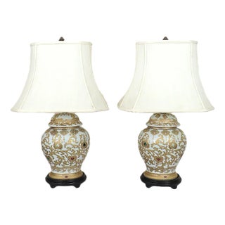 Pair of Vintage Chinoiserie Ginger Jar Table Lamps For Sale