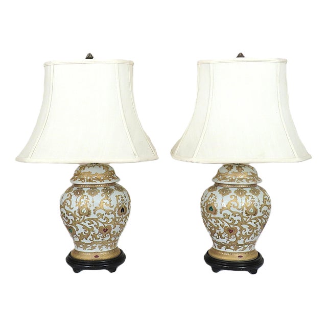 Pair of Vintage Chinoiserie Ginger Jar Table Lamps For Sale