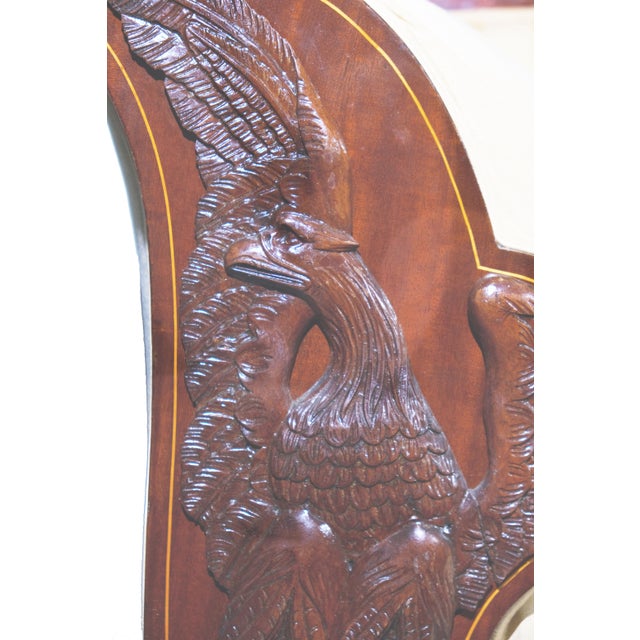 American Mid 19th Century Biedermeier Sofa Mahogany and Pearwood Inlay With Regal Carved Eagles For Sale - Image 3 of 8