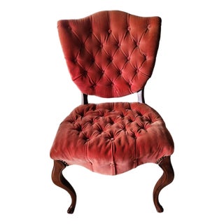 Vintage Velvet Side Chair For Sale
