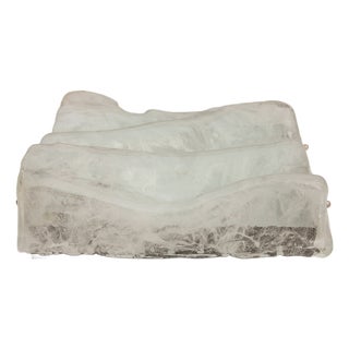 Large Square Brutalist Recessed Light in Amorphous Glass, 1960s For Sale