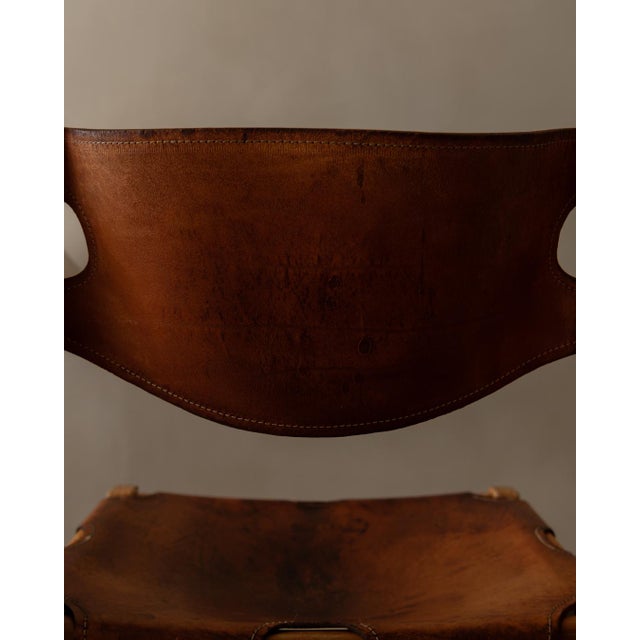 Brown Vintage French Elm and Cognac Leather Chair from Maison Regain, 1970s For Sale - Image 8 of 16