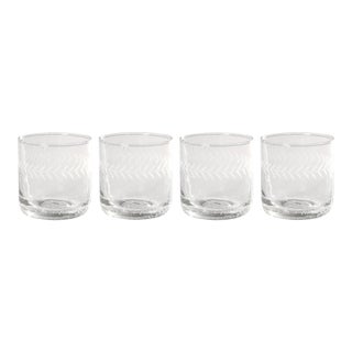 Tuscan Handmade Etched Rock Glass, Set of 4 For Sale