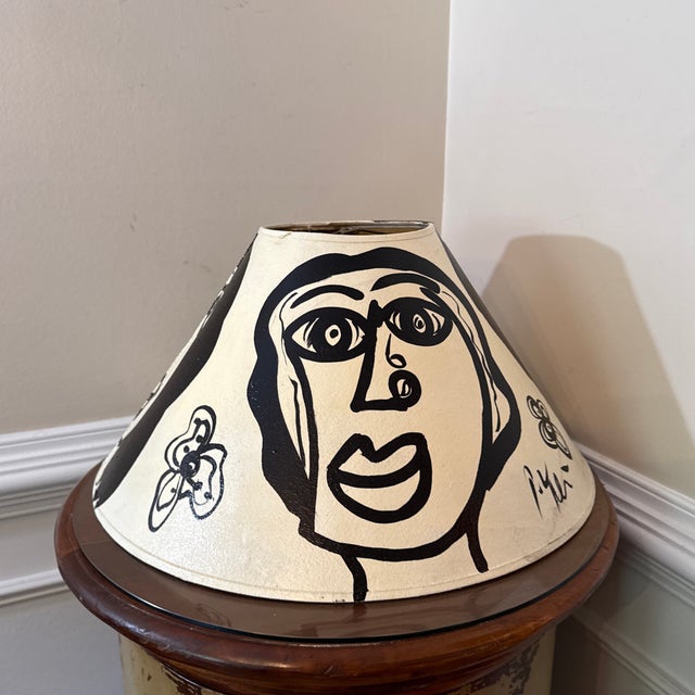 White 1970s Peter Keil Original Painted Black and White Lampshade For Sale - Image 8 of 10