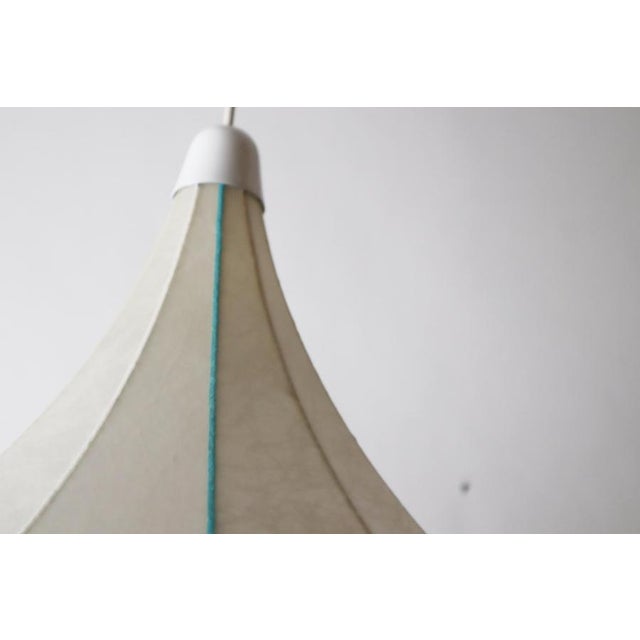 Cocoon Hanging Lamp in the Shape of Tulipan with Turquoise Stripes, 1960s For Sale - Image 15 of 18