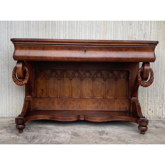 Early Biedermeier Period Walnut Console Table with Drawer, Austria, circa 1830 For Sale - Image 16 of 18