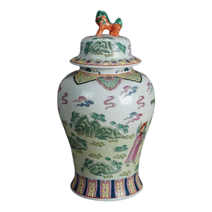 Large Porcelain Chinese Urn With Hand Enameled Decoration 20thC