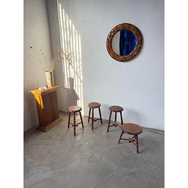Turned Oak Stools, 1950s, Set of 4 For Sale - Image 4 of 18
