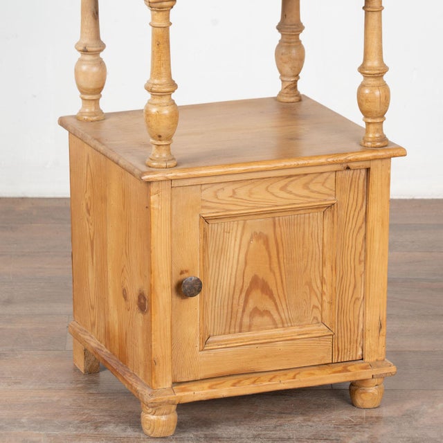 Early 20th Century Small Pine Nightstand With Marble Top and Shelf For Sale - Image 10 of 13