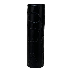 1980s Cuno Fischer Black Matte Vase Abstract Glyphs Rosenthal Studio Line
