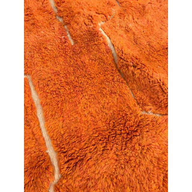Orange Moroccan Beni M’rirt Wool Rug – Hand Knotted Geometric Berber Carpet, Large Luxury Area Rug For Sale - Image 8 of 10