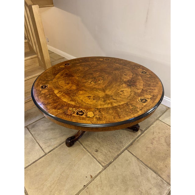 Antique Victorian Marquetry Inlaid Centre Table, 1860 For Sale - Image 10 of 11
