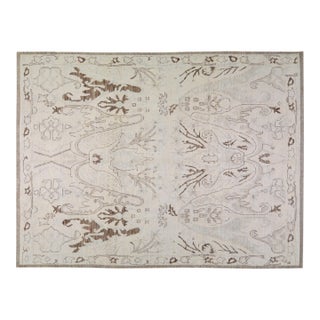 Oushak Hand Knotted Wool Rug, 9'4"x12'6 For Sale