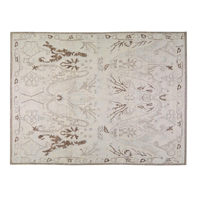 Oushak Hand Knotted Wool Rug, 9'4"x12'6 For Sale