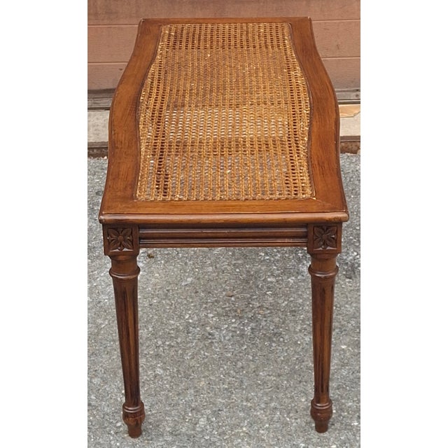 Mid 20th Century Provincial Mahogany With Cane and Glass Top Cocktail Table For Sale - Image 4 of 11