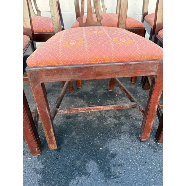 Set of 8 Vintage Chippendale Style Dining Chairs With Solid Mahogany Frames For Sale - Image 11 of 11
