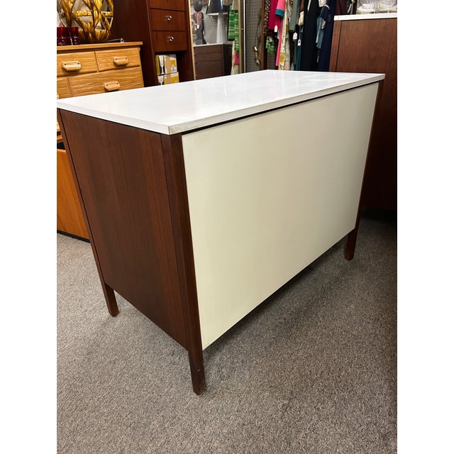 Florence Knoll Walnut + White Laminate 3 Drawer Chest C1960 For Sale - Image 9 of 10