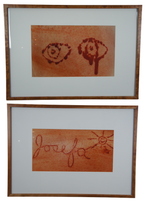 Cut "Eyes" & "Josefa" Conceptual Art Photographs in Burled Frame by Josefa Mulaire - Set of 2