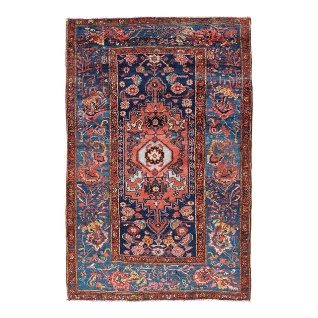 Tribal Kurdish Bidjar Rug With All-Over Sub-Geometric Medallion Design For Sale