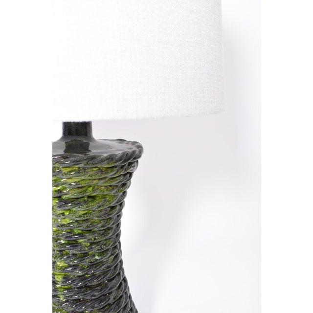 "Kasaï" green rope ceramic lamp 32cm, Barracuda Edition. "Kasaï" green ceramic lamp ornamented on all the body by a rope...
