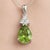 Contemporary Dainty Peridot & Cubic Zirconia 925 Silver Pendant, August Birthstone Pendant For Sale - Image 3 of 7