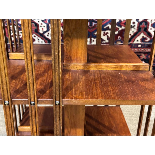 Wood English Revolving Bookcase in Yew Wood, 1970s For Sale - Image 7 of 13
