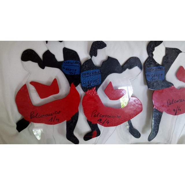 Contemporary 1995 Marco Lodola Stage Dancers Four Enamel Paintings on Perspex - Set of 4 Made in Italy For Sale - Image 3 of 12