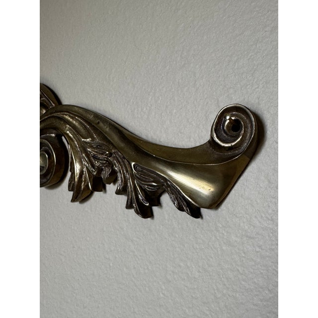1970s Traditional Neoclassical Solid Brass Wall Accent Pediment For Sale - Image 11 of 11