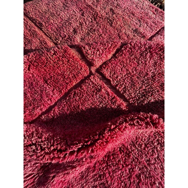 Moroccan Checkered Pink Wool Rug For Sale - Image 9 of 14