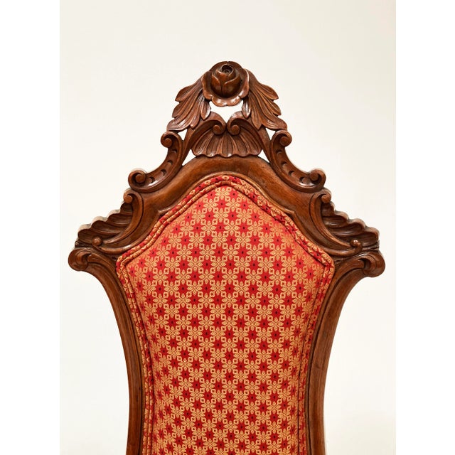 Victorian 19th Century Walnut Victorian Hand-Carved Chairs - a Pair For Sale - Image 3 of 13