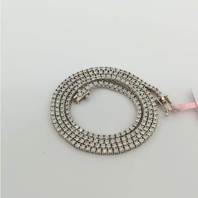 Metal White Diamond Tennis Necklace in 14K White Gold For Sale - Image 7 of 10