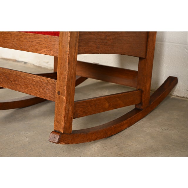 L. & J. G. Stickley Antique Mission Oak Arts & Crafts Rocking Chair, Circa 1910 For Sale - Image 10 of 14