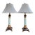 Vintage 1980s Italian Ceramic & Wood Gilt & Aqua Neoclassical-Style Empire Table Lamps For Sale
