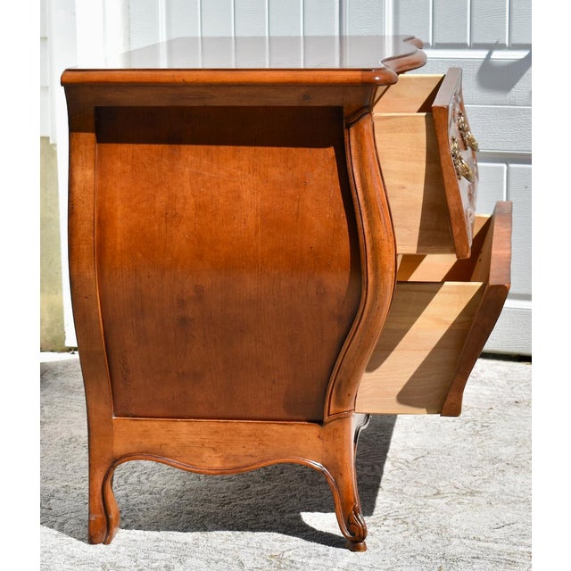 Vintage Century French Provincial Bombe' Cherry Commode For Sale - Image 10 of 13