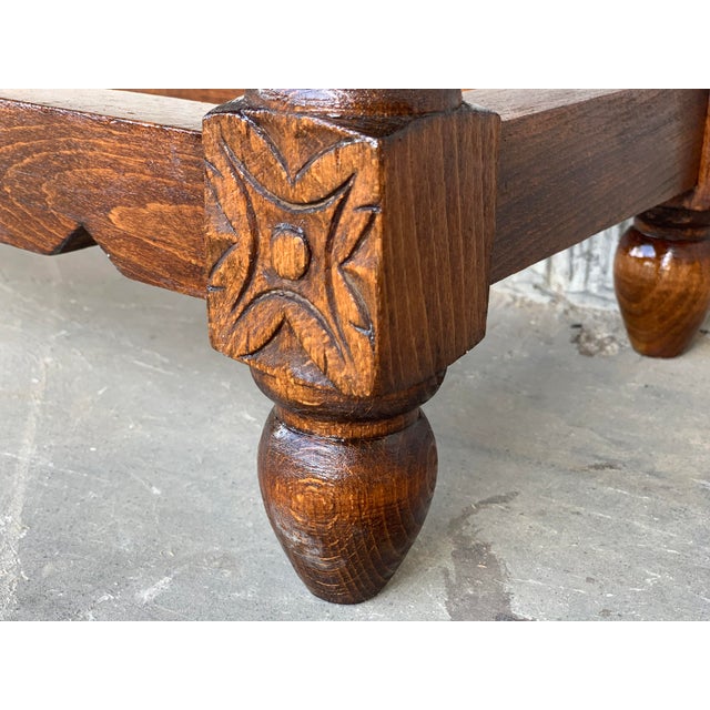 18th Carved Two-Drawer Baroque Spanish Walnut Console Table With Iron Hardware For Sale - Image 10 of 13