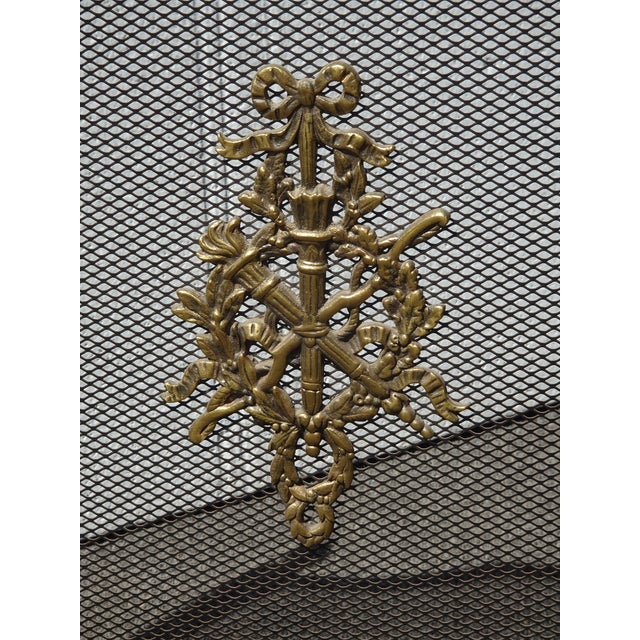 Vintage French Louis XVI Style Brass Fireplace Screen Maison Jansen Style For Sale - Image 9 of 14