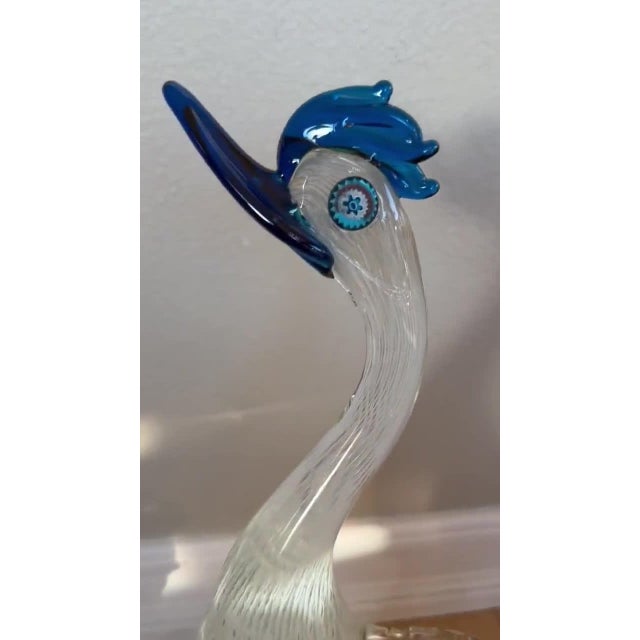 A striking large-scale Mid-Century Murano art glass bird sculpture by Fratelli Toso one of Murano's most respected glass...