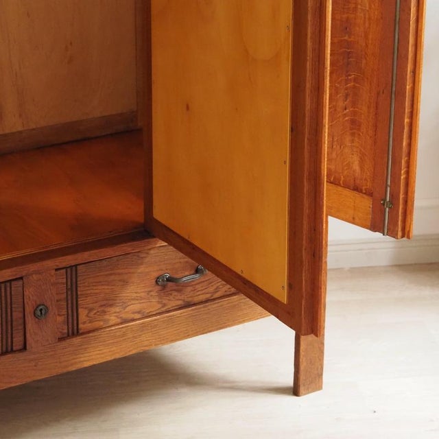 Art Nouveau Oak Wardrobe with Mirror, 1920s For Sale - Image 16 of 18