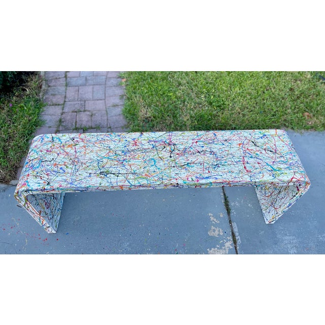 White Karl Springer Style 1970s Waterfall Console – Hand-Painted by Julio Jimenez For Sale - Image 8 of 11