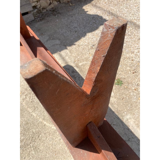 Rustic Farmhouse Wood Benches, 1950s, Set of 2 For Sale - Image 15 of 18