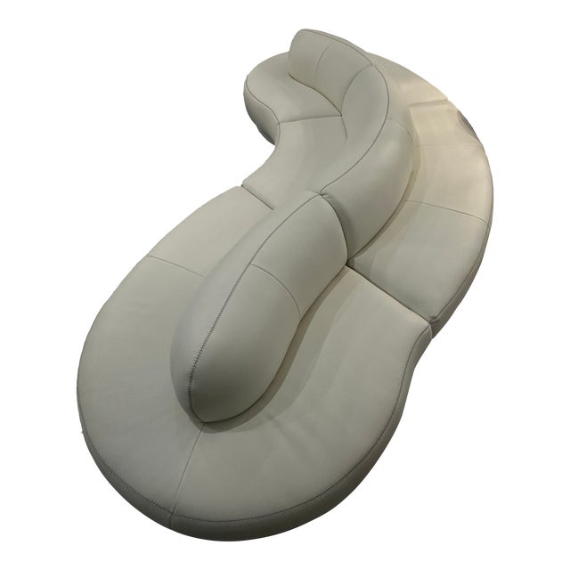 Contemporary White Leather Sectional For Sale