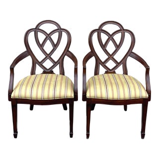 21st Century Ethan Allen Hepplewhite Ribbon Back Arm Chairs - a Pair For Sale