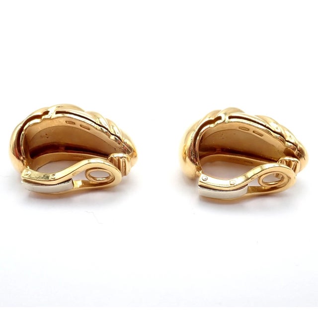 Bulgari Vintage Bulgari Bvlgari 18k Yellow Gold Roma Double X Huggie Earrings, A Pair For Sale - Image 4 of 9