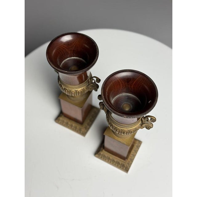 Wood Mahogany Vases, 19th Century, Set of 2 For Sale - Image 7 of 18