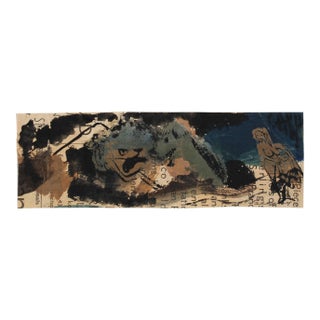 Petite Surrealist Mixed Media With Text 1946 For Sale