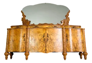 Italian Late Baroque Rococo Sideboard in Walnut from La Permanente Mobili Cantù, 1920