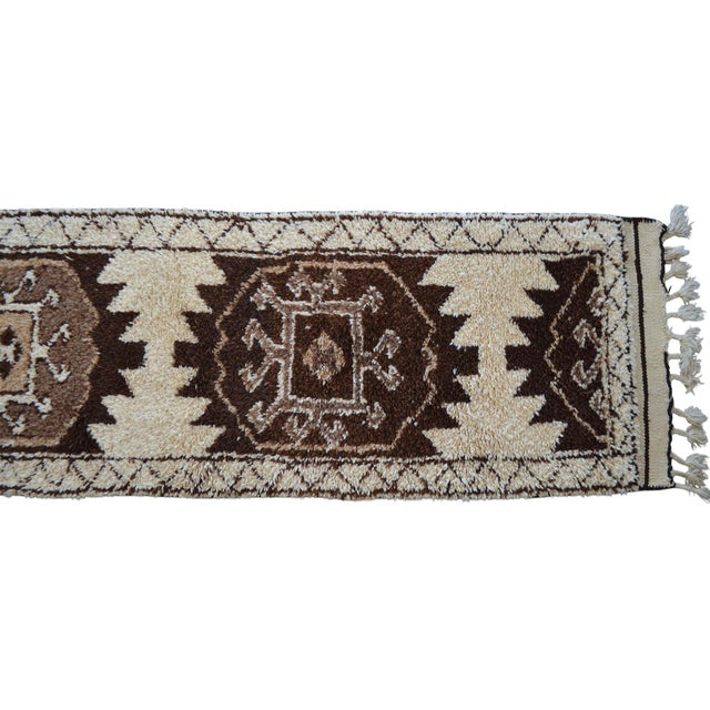 Hand-Knotted Kurdish Runner Rug . Tribal Herki . Undyed Wool Hallway Decor - 2′10″ × 11′11″ For Sale - Image 10 of 14